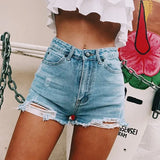 Festival Temperament Commute Retro Classic Ripped High Waist Denim Shorts