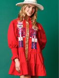 Autumn And Winter New Long Dress Bumpy Long-Sleeved Collar Christmas Sequin Dress