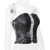 Black Lace Up Tube Corset Top-Outfit