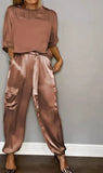 Fongt Fashion Lady Smooth Sleeve Half-Sleeveed Trompack Two-Piece Set