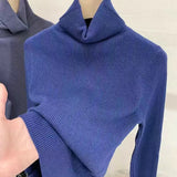 Women's Turtleneck Sweaters Warm Pullover Basic Slim Korean Casual Fall Winter Elegant Knitted Tops All Match