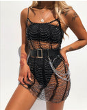 Fongt Mining Beach Sense Vacation Handmade Crocheted Hollow Out Overlapping Smock Dress
