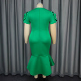 Fongt New Temperament Windy High-Waisted Fishtail Dress Solid-Color Party Commuter Dinner Dress Dress Dress
