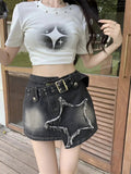 Star Asymmetric Denim Mini