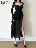 Winter Party Queen Purple Mature Sexy Beautiful Confident Elegant Graceful Women'S Translucent Thin Straight Dress-Outfit