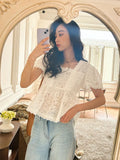 Fongt Small Top Girl Korean Summer White French Design Sense-Fangling Doll Shirt European Women's