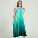 New-Coming Spring Summer Spaghetti Strap Sleeveless A-Line Ankle-Length O-Neck Women Dresses Holiday Beach