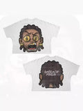 T-Shirt Hip-Hop Fun Cartoon Pattern Printing Oversized T-Shirt Original Gothic Cotton Short Sleeves-Outfit