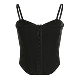 Fongt Fish Bone Waist Solid Color Vest 2023 Spring / Summer New Hot Girl Sexy Low Breasted Buckle-Outfit
