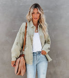 Denim Coat Women 2022 Spring Autumn Long Sleeve Double Pocket Loose Outerwear Jeans Jacket Chaquetas Para