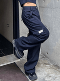 Fold Over Waist Y2K Straight Leg Pants-Outfit
