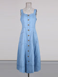 Fongt Temperament Dress 2025 Autumn And Winter New Single-Dlong Denim Pocket Slim Thin Sling Dress Women's