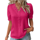 Fongt Summer New Holiday Fashion Hollow Short-Sleeved Women's Shirt