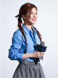 Fongt Luth's Same Tibetan Cyan Knitted Cardigan Women 2025 Early Autumn College Style Buds Half-Dress Three-Piece Dress