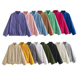Fongt Autumn And Winter New Women's Casual Multi-Color Loose Wool Jacket Dark Buckle Collar Jacket