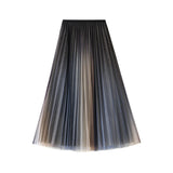 Fongt New High-Rise Display Thin Double-Layer Mesh Yarn Gradually Changing Color Bright Color Long Skirt 2025 Spring And Summer Women 0859
