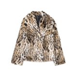 Fongt Explosion Women's Fashion Artificial Leopard Pieds Effect Short Jacket