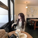 Fongt Soft-Gried Milk Fufuv Collar Embroidered Jab Sweater In Autumn And Winter Loose Lazy Knitting Top