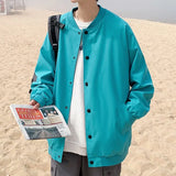 New College Jacket Coat Men Bomber Jackets Raglan Sleeves Regular Fit Korean Autumn Clothing Windbreaker White Khaki