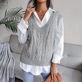 Wind 2025 Autumn/Winter Sleeze V-Neck Knitted Vest Sweater Women's