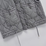 Fongt Autumn 2025 New Women's Gray Collar Sleeveless Cotton Vest Washer