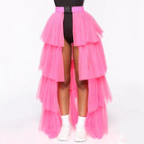Pleated Long Skirt See Through Multilayered Mesh Buckle Patchwork Skirts 2023 Autumn Music Festival Chic Skirt For