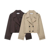 Fongt Women's Clothing Explosion Fashion Casual Double Fable Short Wind Coat