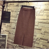 Fongt Half-Dress Girl Spring And Autumn Winter 2023 New Wool High Waist Long Open Fork And Hip Long