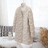 Autumn And Winter New Round Collar Down Jacket Female Medium Long Korean Version Comfortable White Duck Velvet Warm Light Coat Tide-Outfit