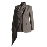 Fongt Small Suit Woman 2025 Autumn And Winter New Personality Wear Shawl Design Long-Sleeved Blazer Women's Clothing
