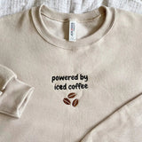 Powered By Iced Coffee Embroidered Crewneck Sweatshirt-Outfit