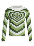 Heart Jacquard Argyle Jumper Sweater-Outfit