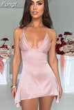 Sexy Y2K Clothes Satin Sleeveless Backless Bodycon Mini Dresses For Women Club Streetwear Birthday Party Elegant