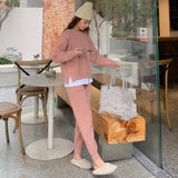 Women Sweater Pullovers & Elastic Waist Harem Pants Autumn Winter Female 2 Pieces Knitted