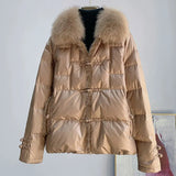 The New Chinese Wind Fox Fur Collar Can Take Off Fur Down Jacket Short Mink White Duck Down Winter Coat Female-Outfit