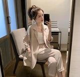 Plus Size Spring Summer Pants Suits Office Lady Two-Piece Set Female Casual Blazer Jacket+ Trousers Slim