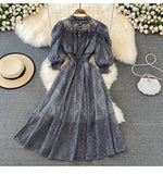 Fongt Wind Collar High-Rise Thin Foam Sleeve Lace Dress Bohemian Seaside Holiday Dress Dress