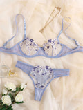Floral Embroidery Transparent Lace 2 Piece Set-Outfit