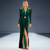 Autumn Women's Sexy Deep V-Neck Velvet Dress Dress French High-End Temperament Dress Dress