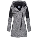 Fongt Explosion Of Women's Autumn And Winter Long Hooded Loose Zip-Chain Coat