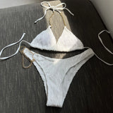 New Sexy Chain Drawstring Strap Swimsuit