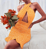 Tie Up Short Wrap Sexy Cross Halter Mini