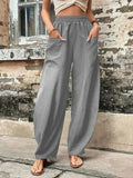 Plus Size 4XL 5XL Women's Solid Baggy Pants Big Pocket Elastic Waist Casual Haren Pants Lantern Trousers Oversize