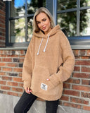 Fongt New Flannel Loose Hooded Long-Sleeved Woolen Coat