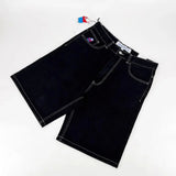 Y2K Vintage Denim Shorts Men's Harajuku Punk High-Waisted Denim Shorts-Outfit
