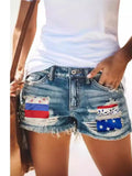Loose Paste Cloth Casual Denim Shorts-Outfit