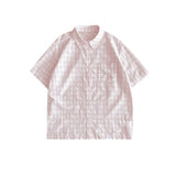 Fongt Loose Green Plaid Short-Sleeved Shirt Female Summer Design Sense Small Minority Lapel Shirt Thin Coat Tide-Outfit