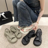 Wind Sandal 2024 Summer New Small Platform Platform Beach Shoes Advanced Sense With Skirt Roman Shoes-Outfit