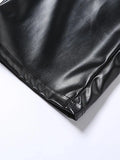 Cut-out Lace Up Pu Leather Pants-Outfit