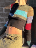 Color Block Striped Long Sleeve Bolero Cardigan-Outfit